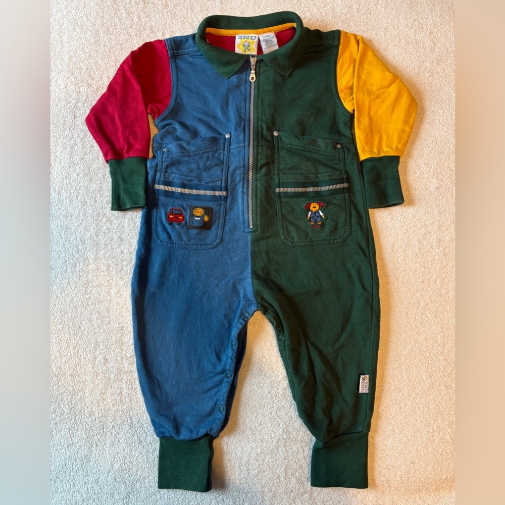 Vintage Colorblock Zip Romper Jumpsuit